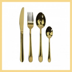 Set 4 pezzi posate effetto Oro Lucido PREZIOSA LUXURY HOME