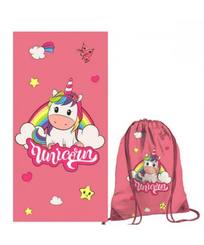 Telo mare con zainetto Unicorno Arcobaleno HERMET