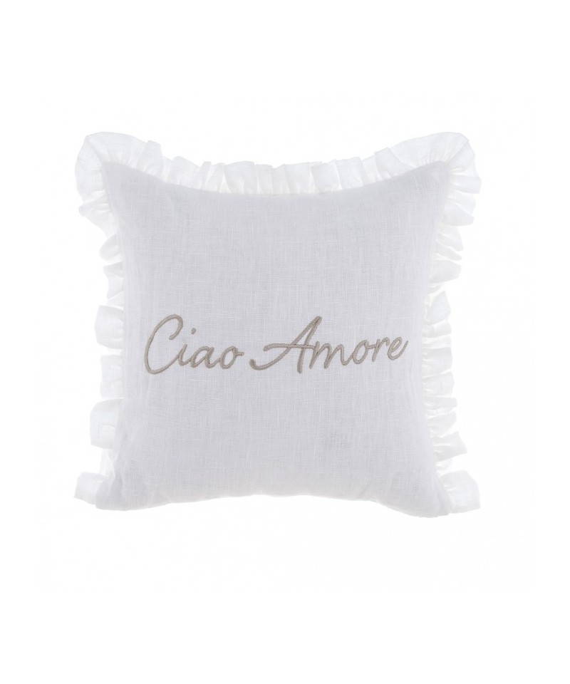 Cuscino "Ciao Amore" con gala - Blanc Mariclò