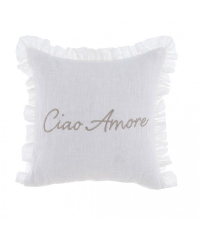 Cuscino "Ciao Amore" con gala - Blanc Mariclò